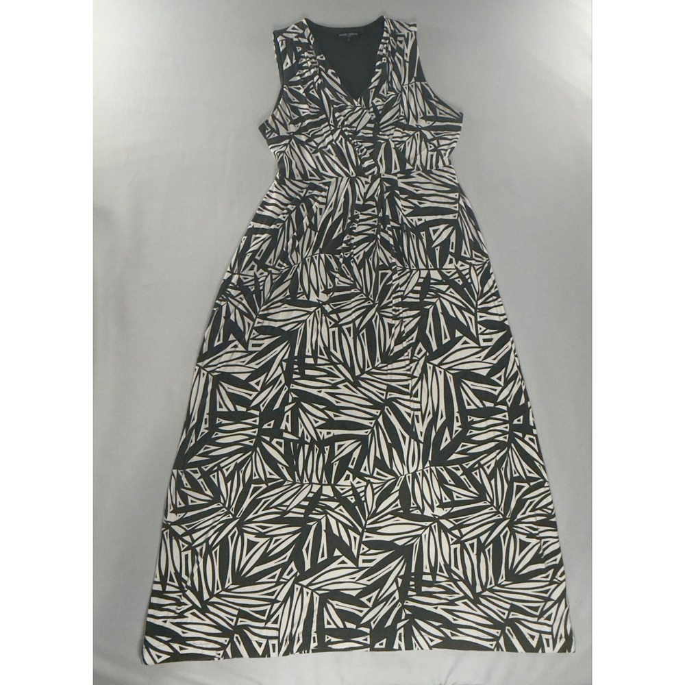 Mario Serrani Italy Green White Palm Geometric Maxi Dress Sleeveless L - Picture 6 of 10